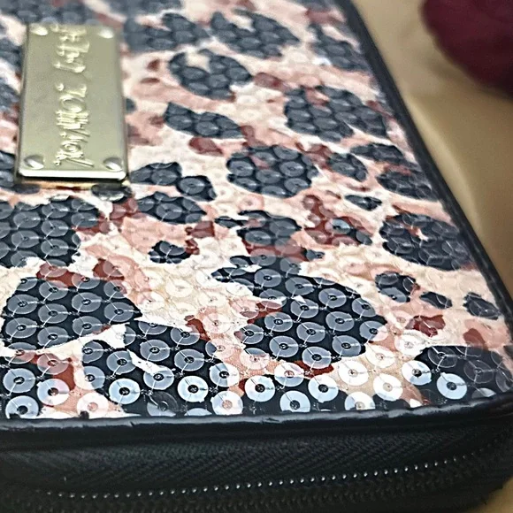 Betsey Johnson Leopard Print “Sequin”  Zip Around Wallet - Picture 4 of 13